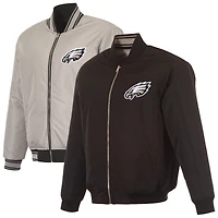 Men's JH Design  Black/Gray Philadelphia Eagles Full-Zip Reversible Flight Jacket