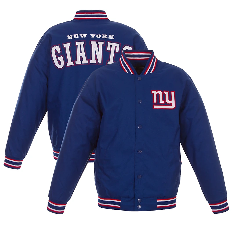 Men's JH Design  Royal New York Giants Full-Snap Poly Twill Varsity Jacket