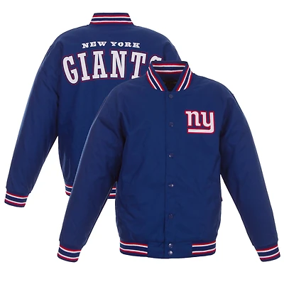 Men's JH Design  Royal New York Giants Full-Snap Poly Twill Varsity Jacket