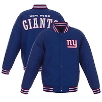 Men's JH Design  Royal New York Giants Full-Snap Poly Twill Varsity Jacket