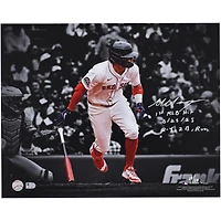 Marcelo Mayer Boston Red Sox Autographed 16" x 20" MLB Debut Spotlight Photograph with "1st MLB Hit 5/25/25" & "2-4, 2 B, Run" Inscriptions - Limited Edition #10/10