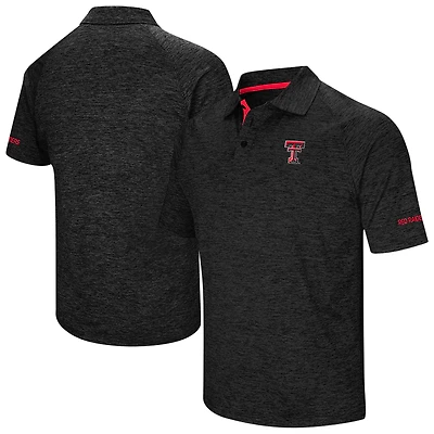 Men's Colosseum Heather Black Texas Tech Red Raiders Big & Tall Down Swing Raglan Polo