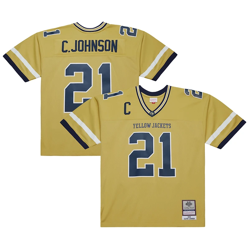 Men's Mitchell & Ness Calvin Johnson Gold Georgia Tech Yellow Jackets 2006 Big Tall Legacy Jersey