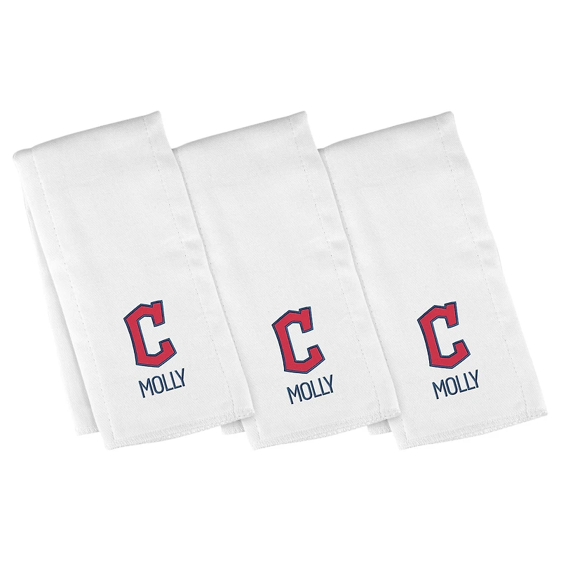 Infant Chad & Jake White Cleveland Guardians Personalized Burp Cloth 3-Pack