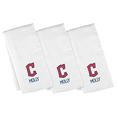 Infant Chad & Jake White Cleveland Guardians Personalized Burp Cloth 3-Pack