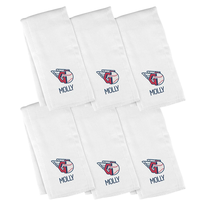Infant Chad & Jake White Cleveland Guardians Personalized Burp Cloth -Pack