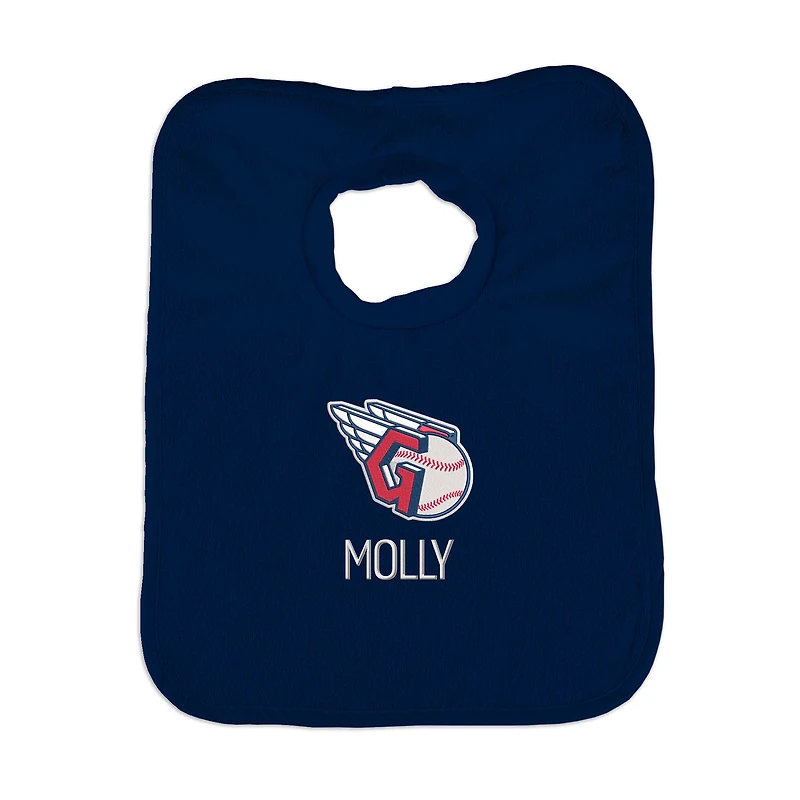Infant Chad & Jake Navy Cleveland Guardians Personalized Primary Logo Bib