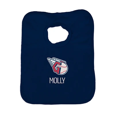 Infant Chad & Jake Navy Cleveland Guardians Personalized Primary Logo Bib