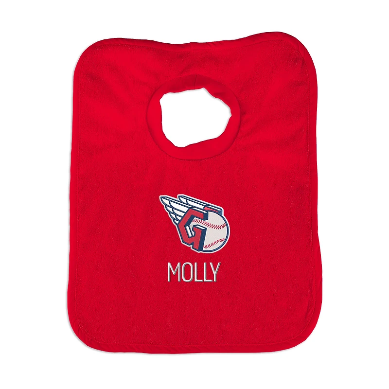 Infant Chad & Jake Red Cleveland Guardians Personalized Primary Logo Bib