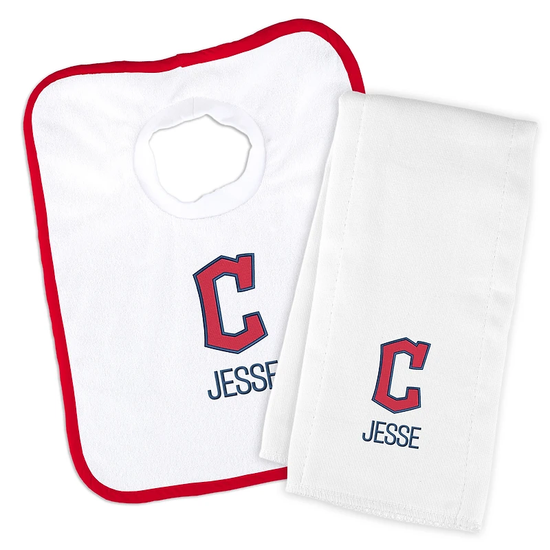 Infant Chad & Jake Cleveland Guardians Personalized Block C Bib & Burp Cloth Set