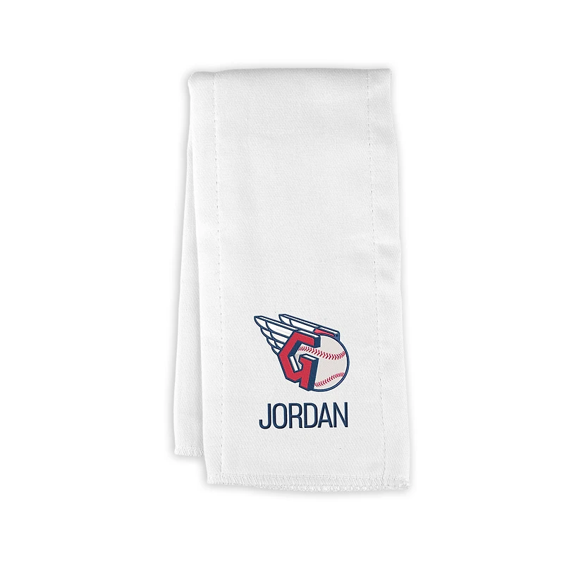 Infant Chad & Jake White Cleveland Guardians Personalized Primary Logo Burp Cloth