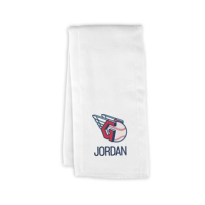 Infant Chad & Jake White Cleveland Guardians Personalized Primary Logo Burp Cloth