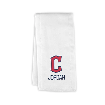 Infant Chad & Jake White Cleveland Guardians Personalized Block C Burp Cloth