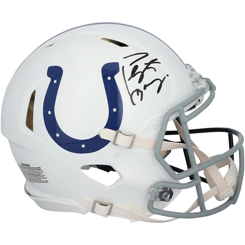 Peyton Manning Indianapolis Colts & Denver Broncos Autographed Riddell Split Speed Authentic Helmet  - Signature on Colts Side