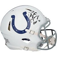 Peyton Manning Indianapolis Colts & Denver Broncos Autographed Riddell Split Speed Authentic Helmet with "HOF 21" Inscription - Signature on Colts Side