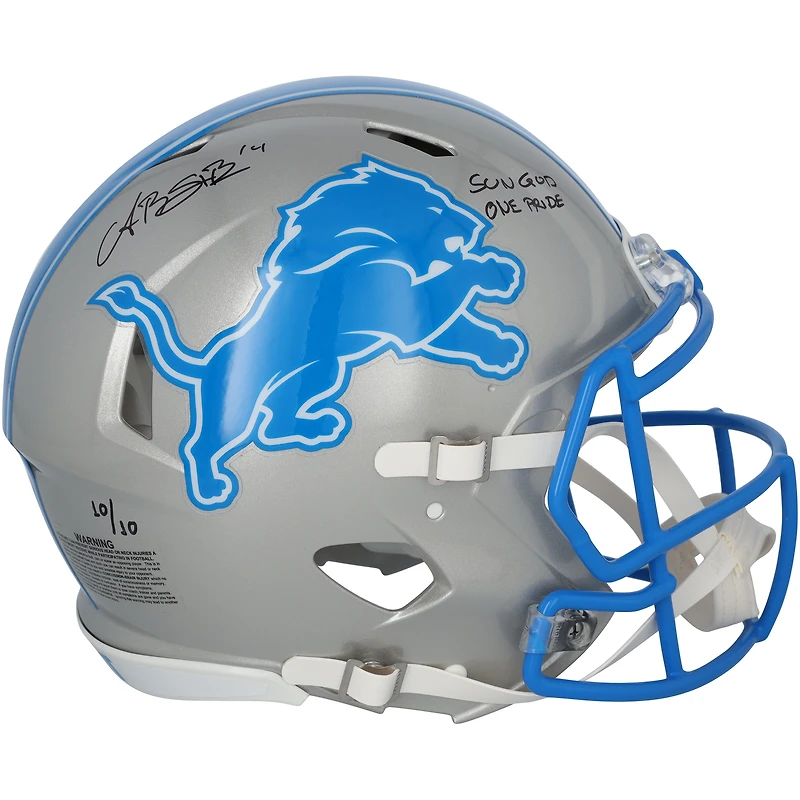 Amon-Ra St. Brown Detroit Lions Autographed Riddell Speed Authentic Helmet with "Sun God" & "One Pride" Inscriptions - Limited Edition #10/10