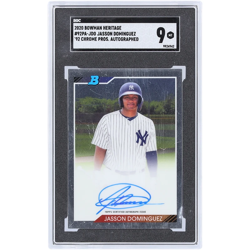 Jasson Domínguez New York Yankees Autographed 2020 Bowman Heritage '92 Chrome #92PA-JDO SGC Authenticated 9 Card