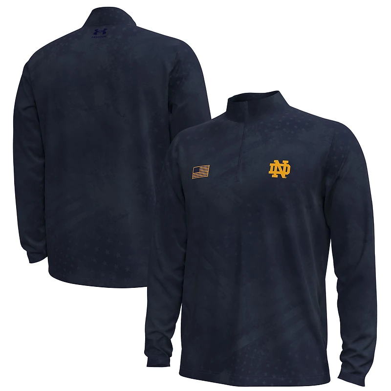 Men's Under Armour Navy Notre Dame Fighting Irish Freedom Collection ArmorFuse Half-Zip Top