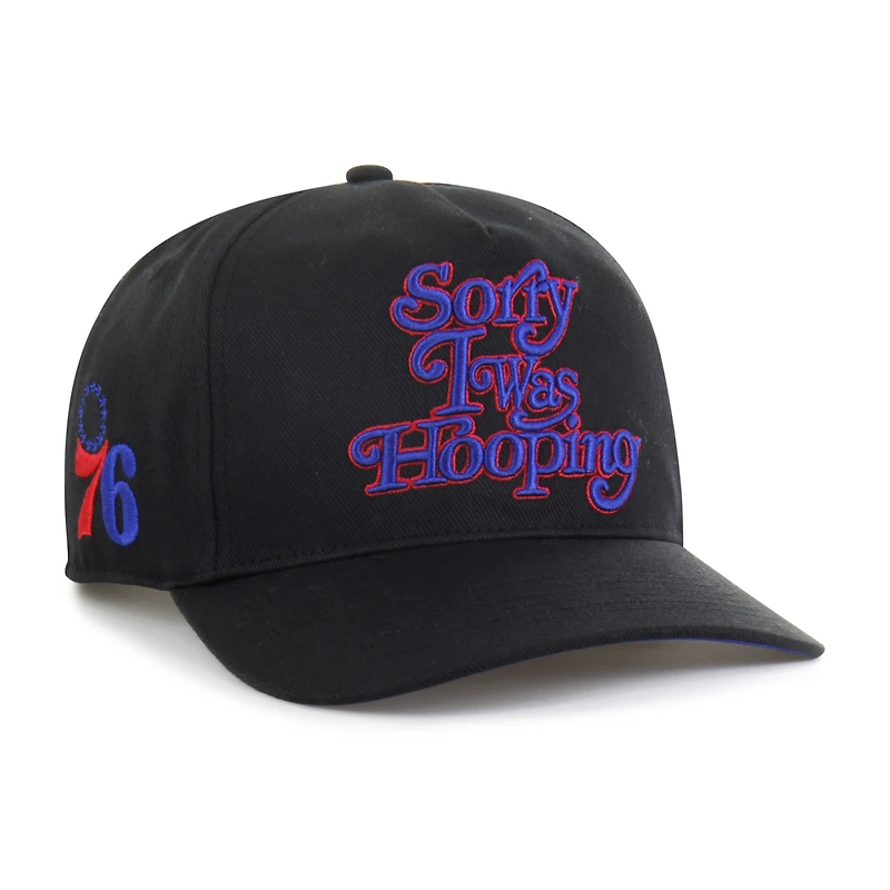 Men's Brand Seen by '47 Black Philadelphia 76ers Sorry I Was Hooping Hitch Adjustable Hat