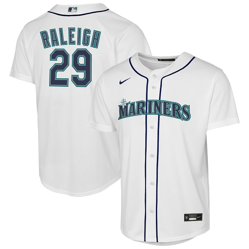 Youth Nike Cal Raleigh White Seattle Mariners Home Replica Jersey