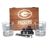 The Memory Company Green Bay Packers Rocks Glass Box Set with Stone Cubes