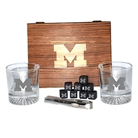 The Memory Company Michigan Wolverines Rocks Glass Box Set with Stone Cubes