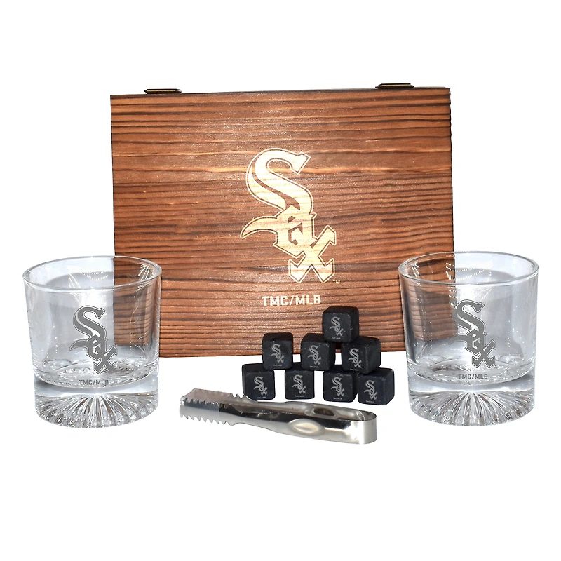 The Memory Company Chicago White Sox Rocks Glass Box Set with Stone Cubes