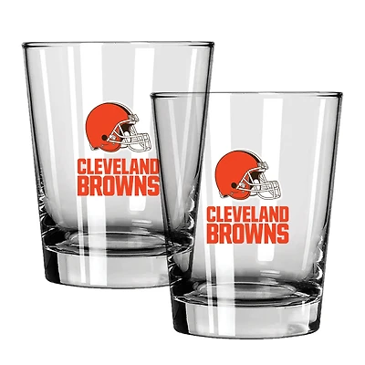 The Memory Company Cleveland Browns 15oz. Two-Pack Rocks Glass Gift Set