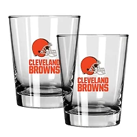 The Memory Company Cleveland Browns 15oz. Two-Pack Rocks Glass Gift Set