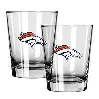 The Memory Company Denver Broncos 15oz. Two-Pack Rocks Glass Gift Set