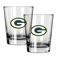 The Memory Company Green Bay Packers 15oz. Two-Pack Rocks Glass Gift Set