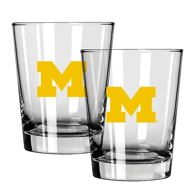 The Memory Company Michigan Wolverines 15oz. Two-Pack Rocks Glass Gift Set
