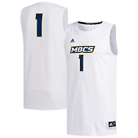 Men's adidas #1 White Tennessee Chattanooga Mocs Replica Basketball Jersey