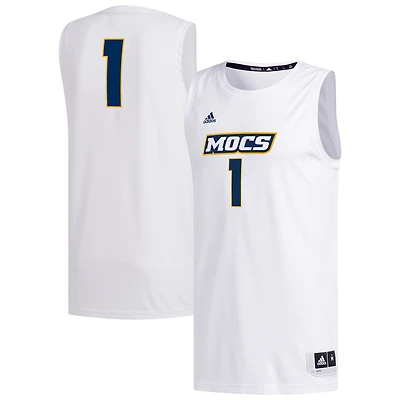 Men's adidas #1 White Tennessee Chattanooga Mocs Replica Basketball Jersey