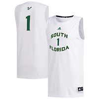 Men's adidas #1 White South Florida Bulls Replica Basketball Jersey