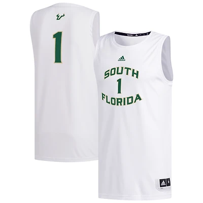Men's adidas #1 White South Florida Bulls Replica Basketball Jersey