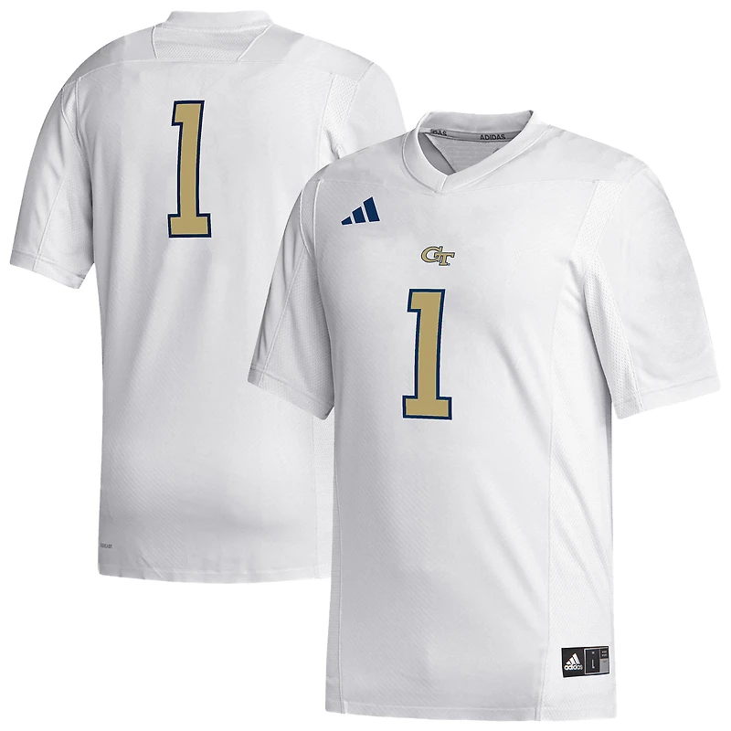 Men's adidas #1 White Georgia Tech Yellow Jackets Replica Football Jersey