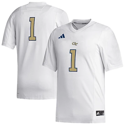 Men's adidas #1 White Georgia Tech Yellow Jackets Replica Football Jersey
