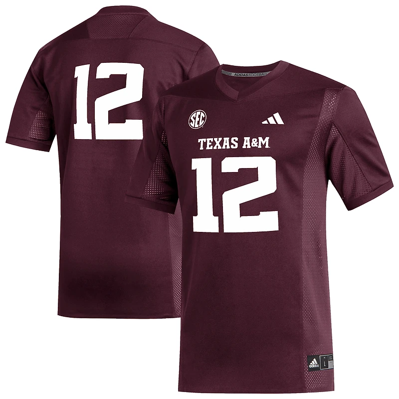 Men's adidas #12 Maroon Texas A&M Aggies Replica Football Jersey