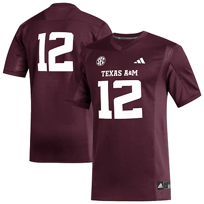 Men's adidas #12 Maroon Texas A&M Aggies Replica Football Jersey