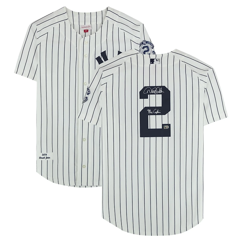 Derek Jeter New York Yankees Autographed White Mitchell & Ness 2014 Authentic Jersey with "The Captain" Inscription