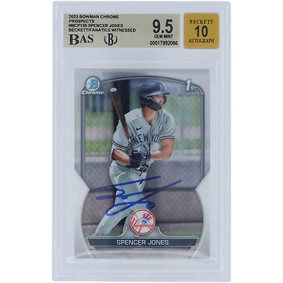 Spencer Jones New York Yankees Autographed 2023 Bowman Chrome Prospects 1st Bowman #BCP-139 Beckett Fanatics Witnessed Authenticated 9.5/10 Card