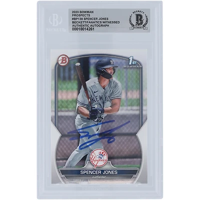 Spencer Jones New York Yankees Autographed 2023 Bowman Prospects 1st Bowman #BP-139 Beckett Fanatics Witnessed Authenticated Card