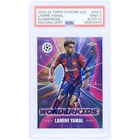 Lamine Yamal Barcelona Autographed 2023-24 Topps Chrome UCC Wonderkids #WK-3 PSA Authenticated 9/10 Rookie Card