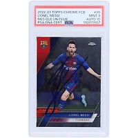 Lionel Messi Barcelona Autographed 2022-23 Topps Chrome FCB Mes que un club #99 PSA Authenticated 9/10 Card