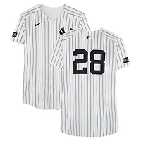 Austin Wells New York Yankees Game-Used #28 White Nike Pinstripe Jersey vs. San Diego Padres on May 6, 2025 - 2-4, HR, 5 RBI, 2 R