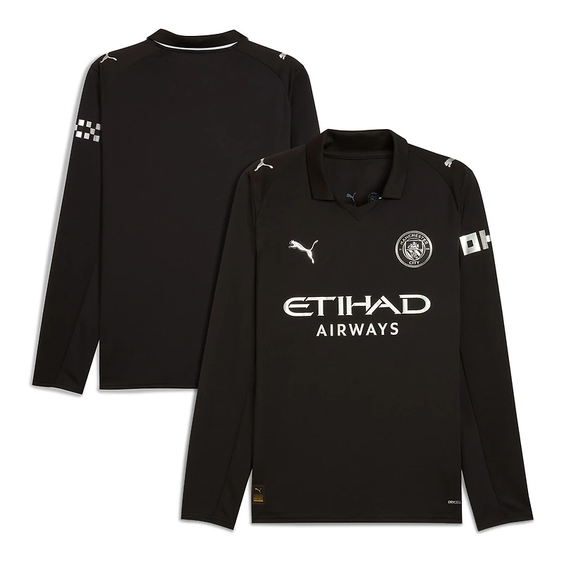 Men's Puma Black Manchester City 2025/26 Away Replica Long Sleeve Jersey