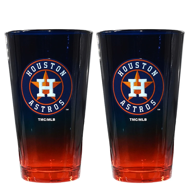 The Memory Company Houston Astros Two-Pack 16oz. Ombre Pint Glass Set