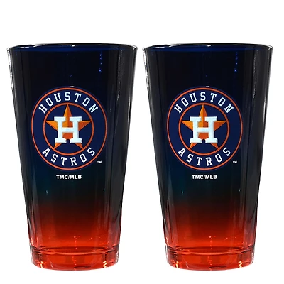 The Memory Company Houston Astros Two-Pack 16oz. Ombre Pint Glass Set