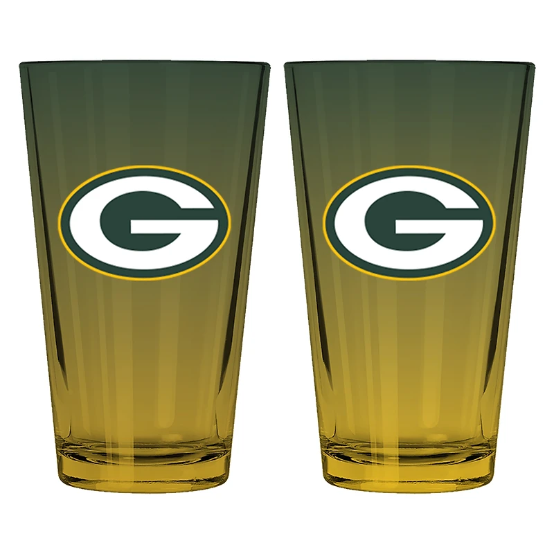 The Memory Company Green Bay Packers Two-Pack 16oz. Ombre Pint Glass Set